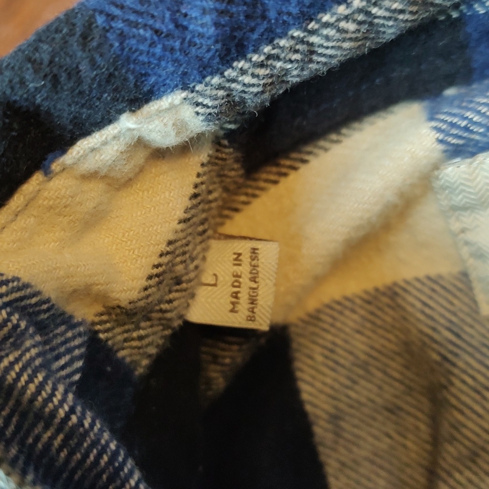 Plaid Flannel Shirt Jacket VTG JACHS 00s Blue Buffalo Shadow Plaid - Large - Picture 6 of 9